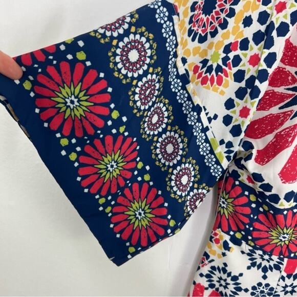 Wayward Fancies eShakti Asian Inspired Kimono Graphic Floral Sleeve Boho Dress - Picture 9 of 15